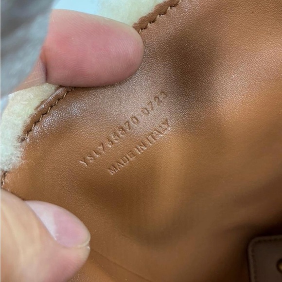 Saint Laurent Shearling Crossbody Bag in Cream and Tan - Picture 7 of 8
